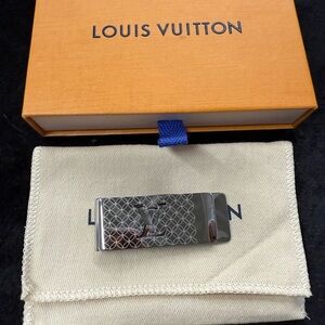 Louis Vuitton Silver Monogram Stainless Steel Money Clip